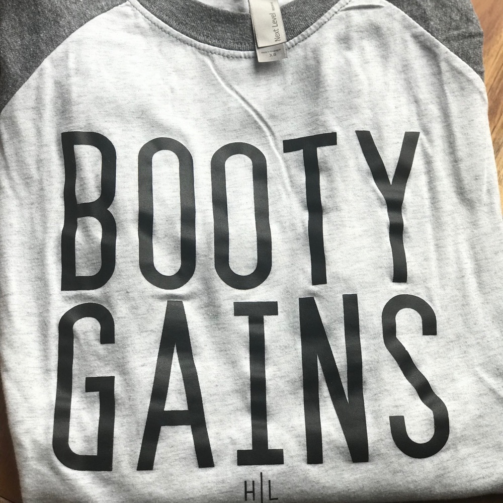 Booty gains 3/4 sleeve FITNESS tee
